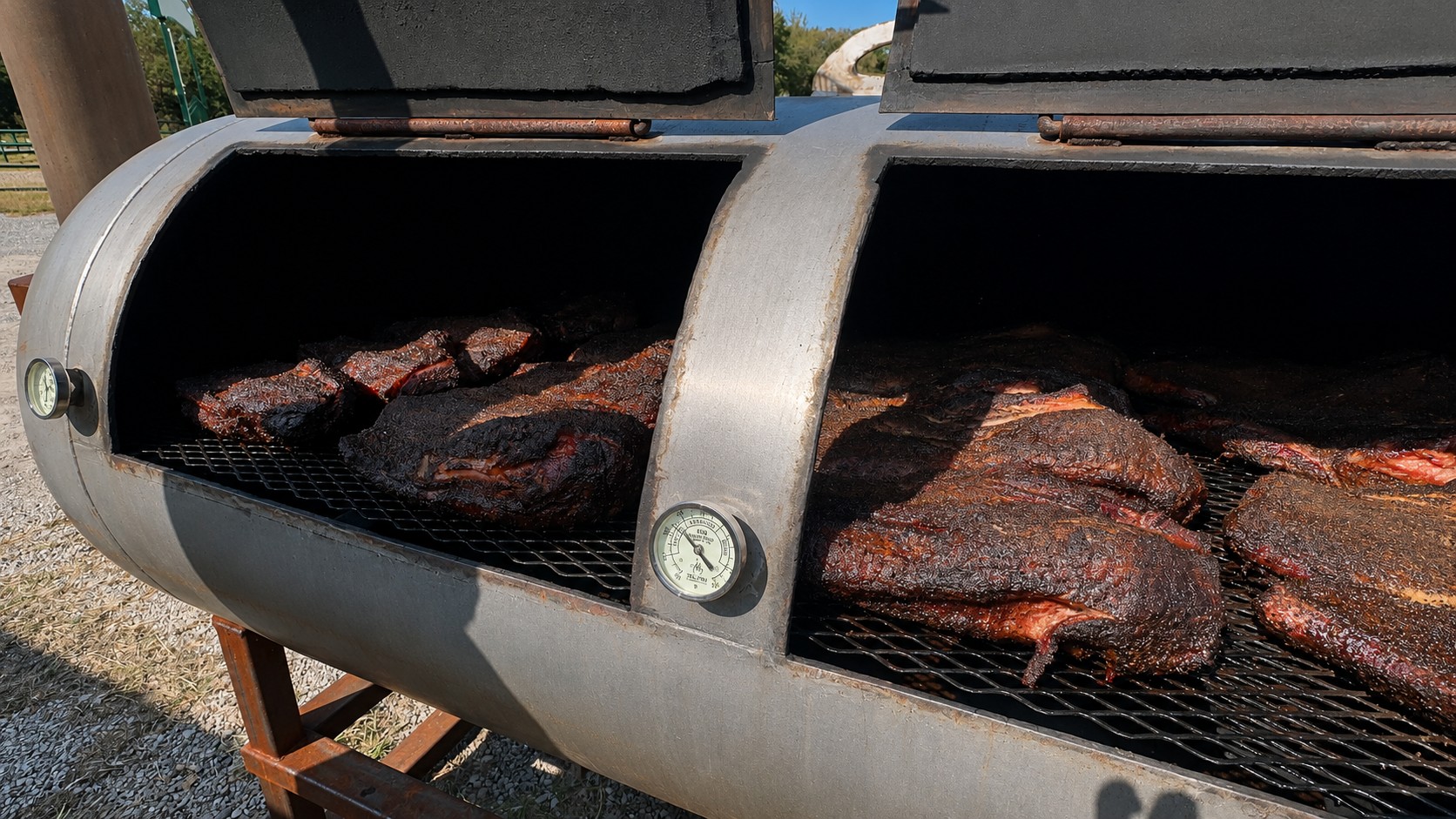 Smoked brisket sliced for the fundraiser plates