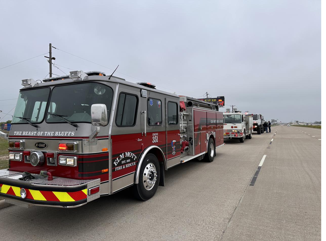 Apparatus staged on Interstate 35