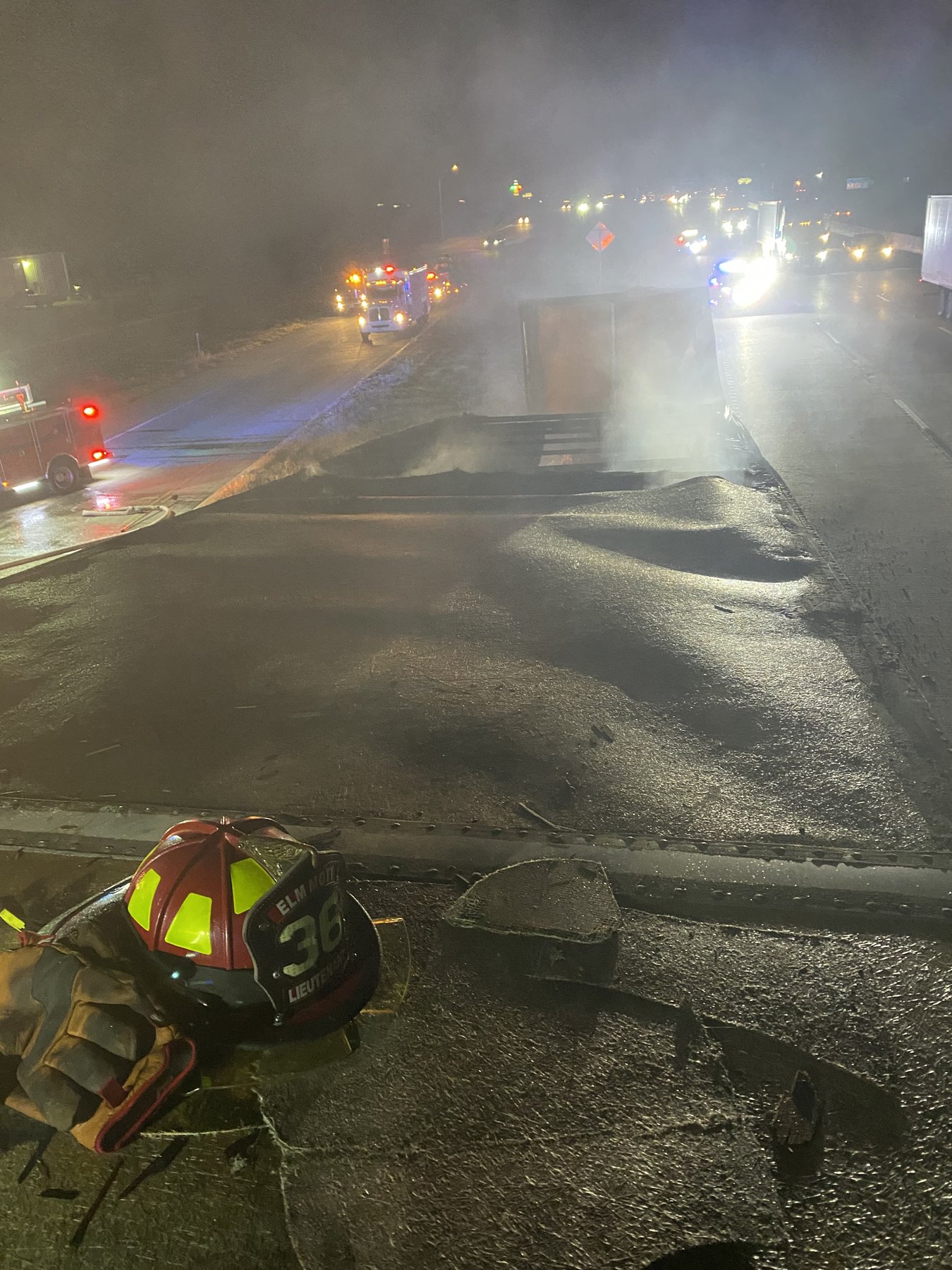 Crews work a night incident on the highway