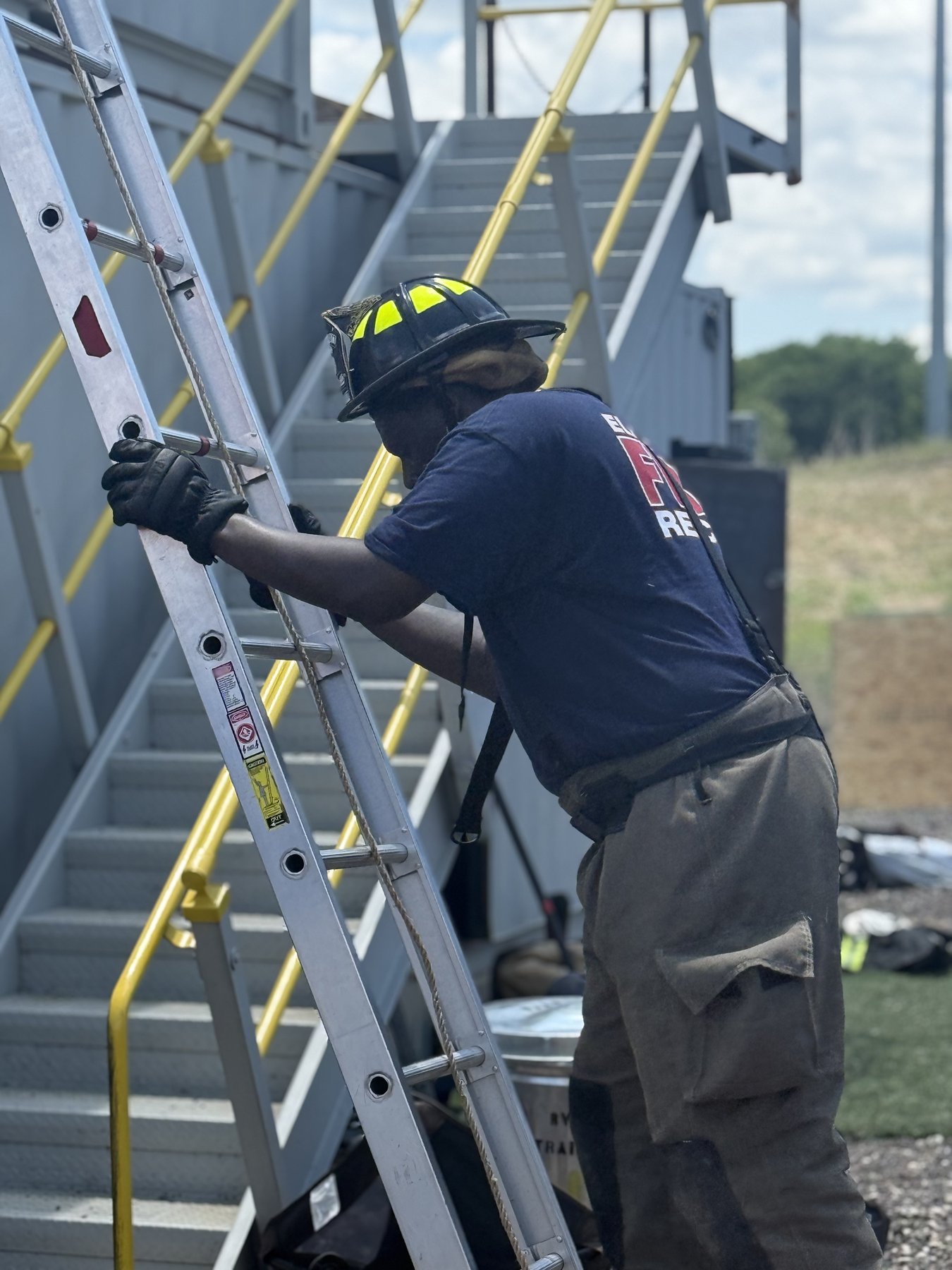 Ground ladder operations at the training tower
